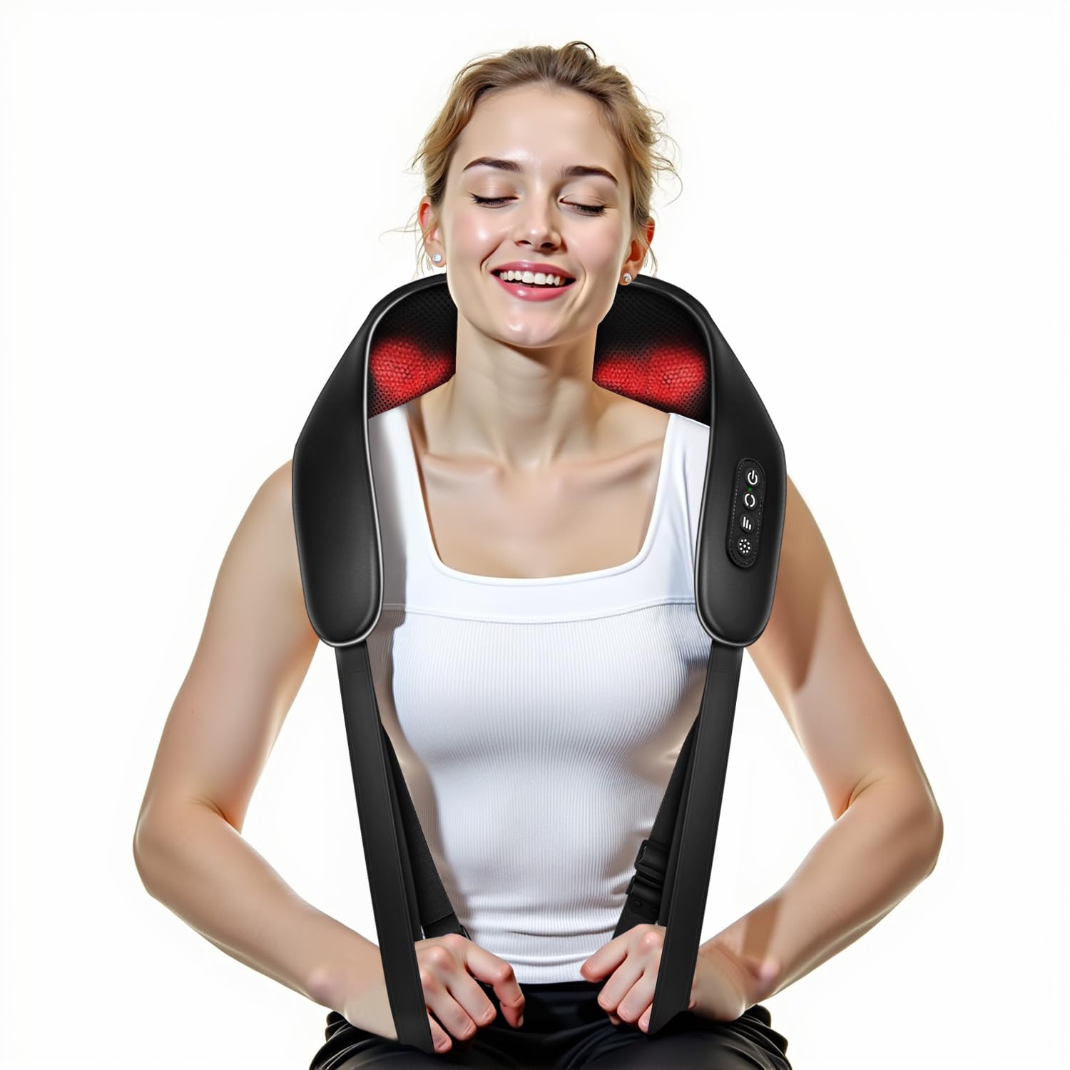 LEERCON Shiatsu Neck and Back MassagerBack Massager for Pain Relief Deep TissueNeck and Shoulder Massager with HeatWireless Electric 3D Massage Pillow for Neck Shoulder Leg Body Pain Relief