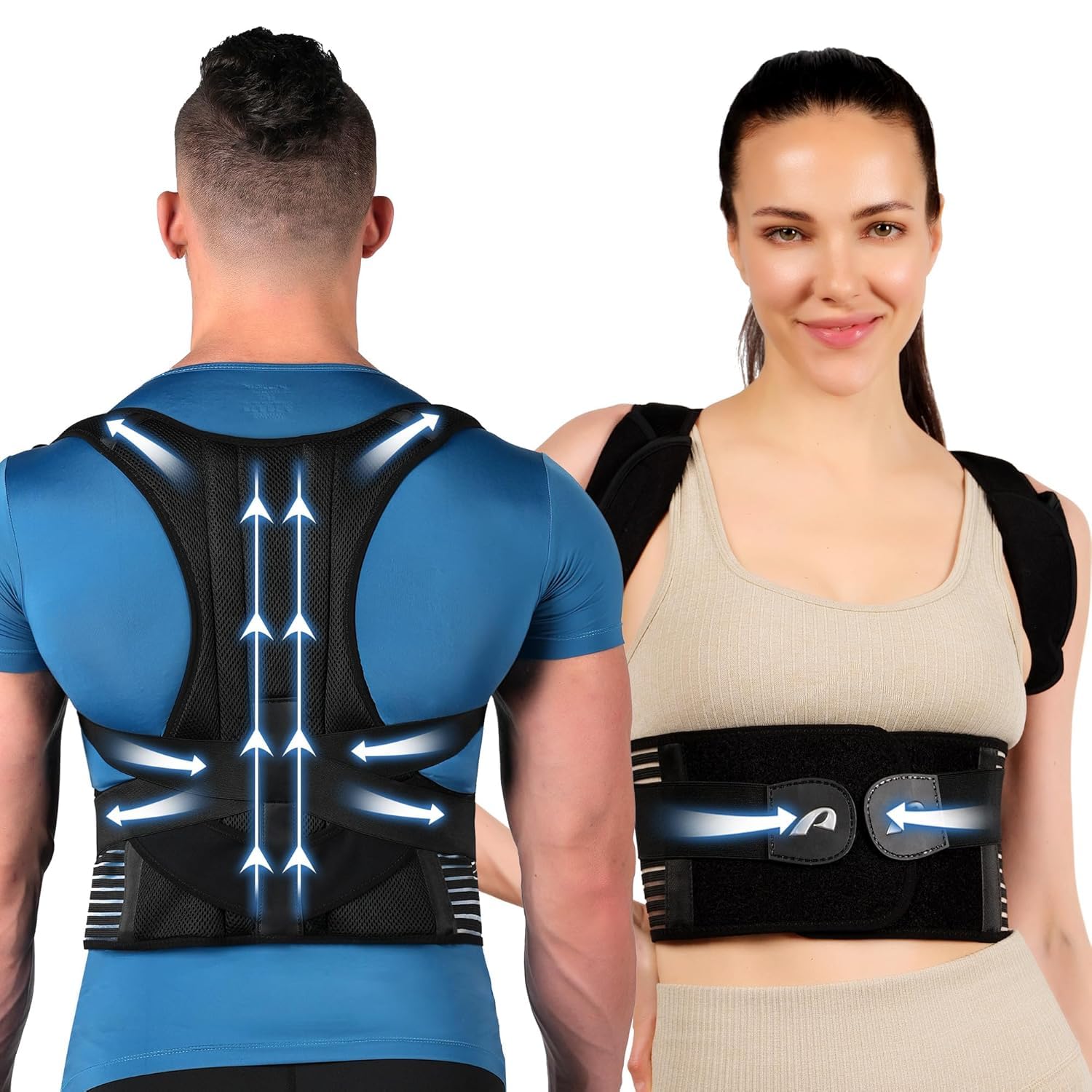 GKTG Back Brace Posture Corrector for Women and Men-Relief for Upper and Lower Back Pain-Scoliosis and Hunchback Correction-Adjustable and Breathable Full Back Support(Medium)