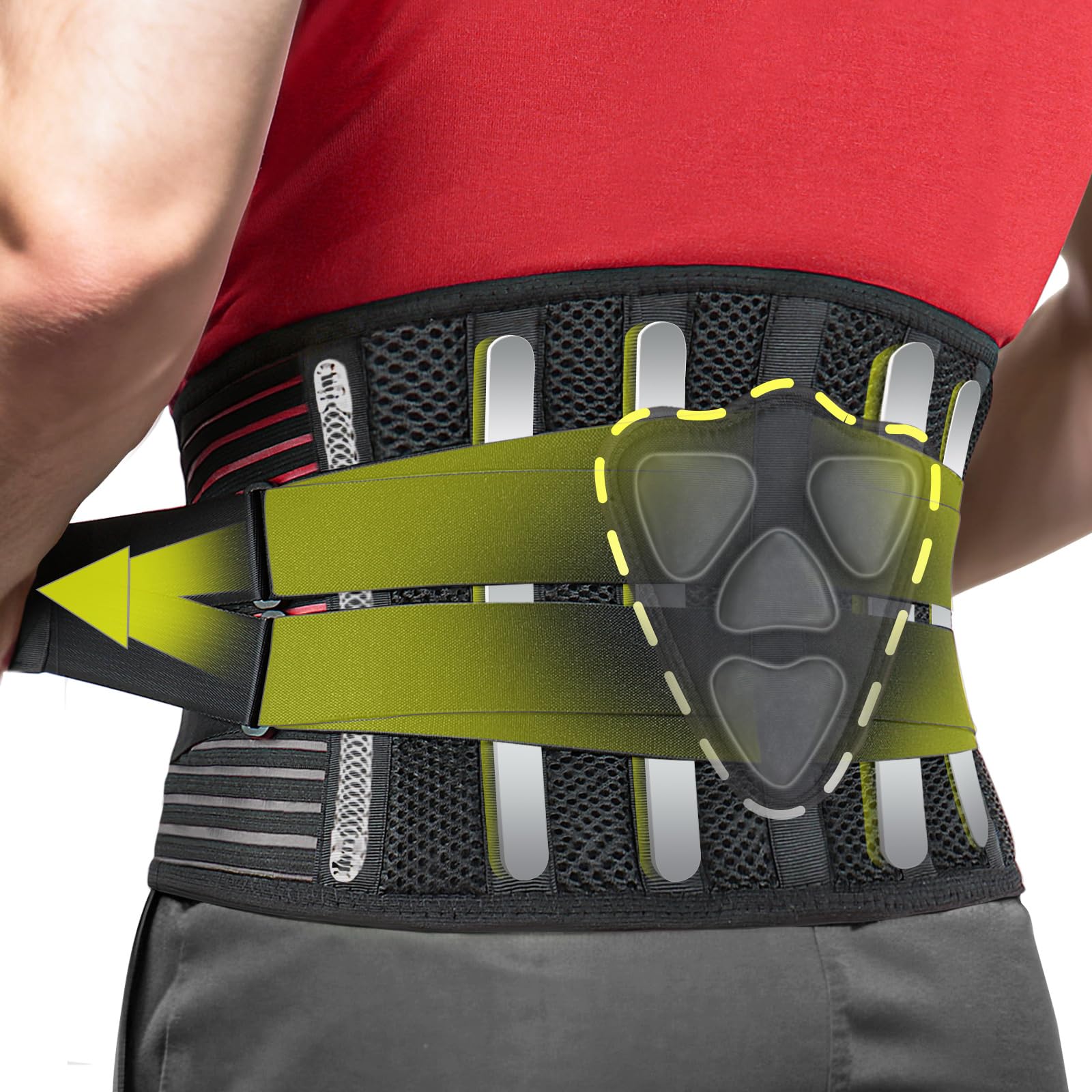 DIANMEI Back Brace for Women Men - Lower Back Pain Relief Back Support Belt with 3D Lumbar Pad Breathable Lumbar Support Brace for Scoliosis Herniated Disc Sciatica